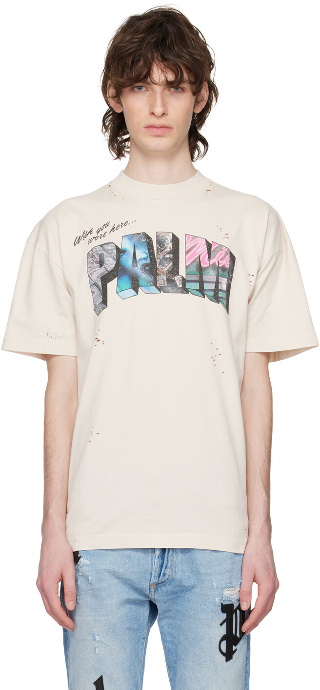 

Белая футболка со знаком ладони Palm Angels, Белый