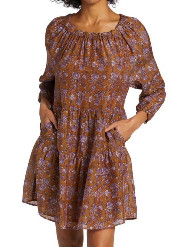

Платье lea из смеси хлопка и шелка Xirena Brown multicolor