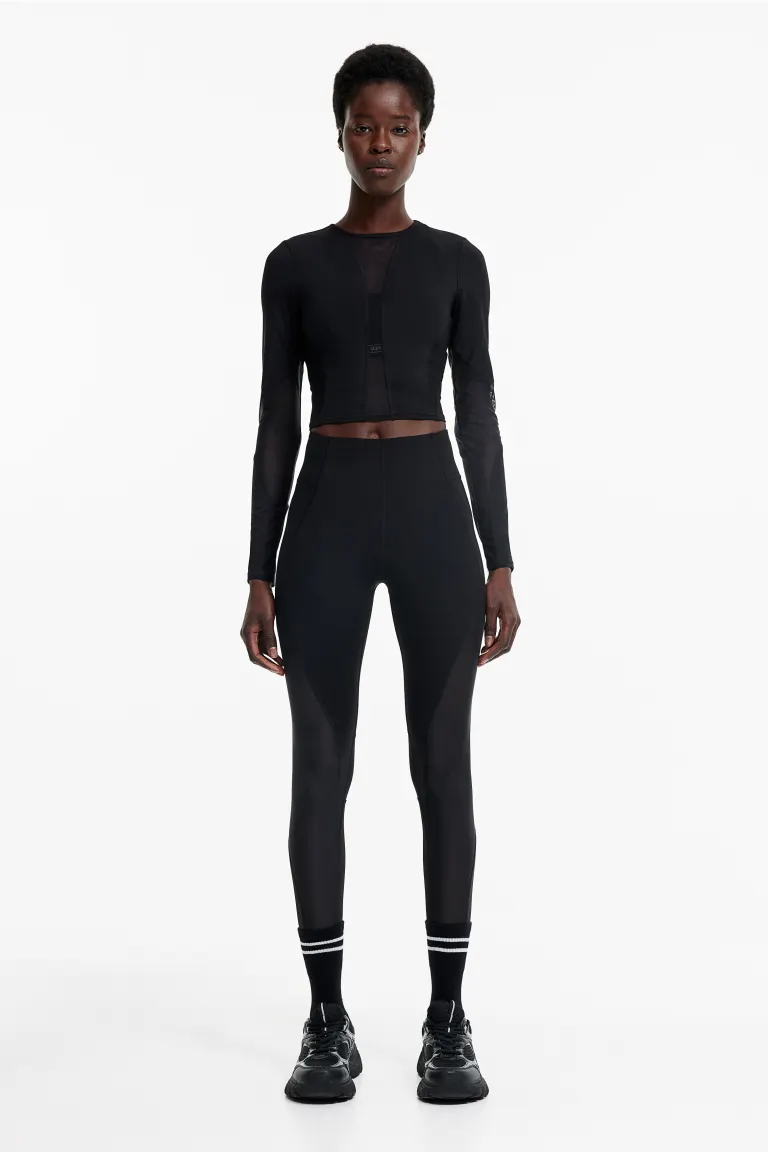 

Спортивный топ drymove с сетчатыми деталями H&M, черный