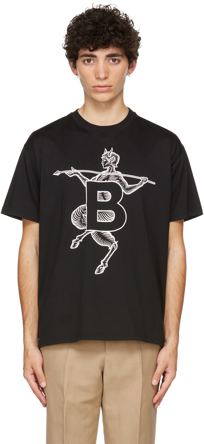 

Черная большая футболка Mythical Alphabet с буквой B Burberry, Черный