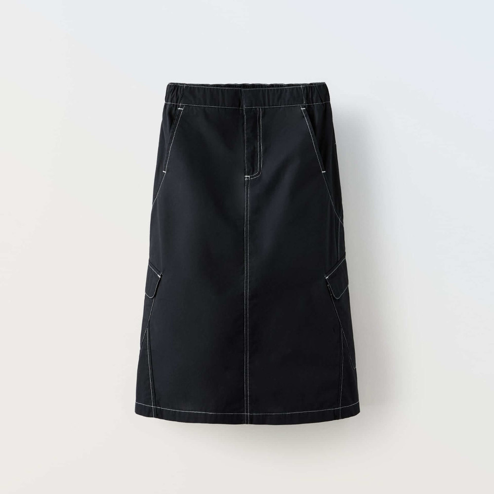 Юбка для девочек Zara Midi, угольно-черный юбка zara midi черный