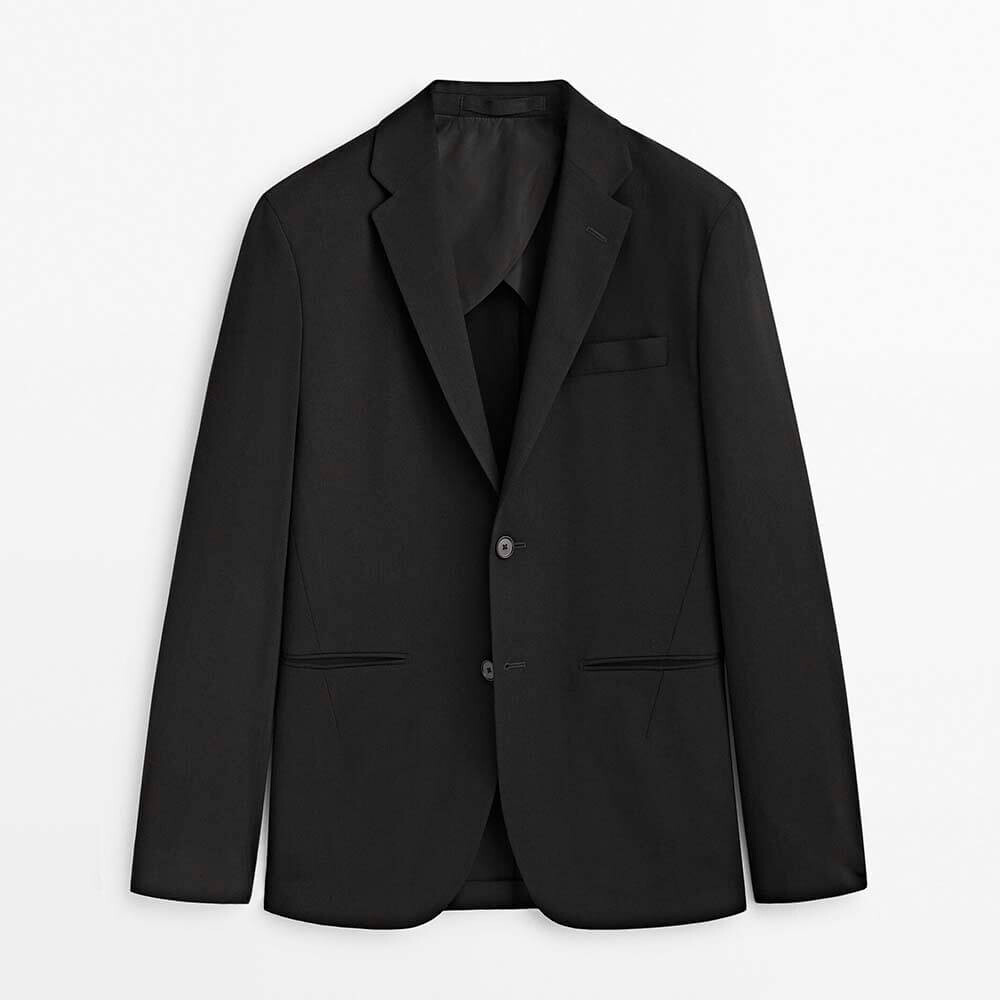 

Костюмный пиджак из смесовой шерсти Massimo Dutti, черный