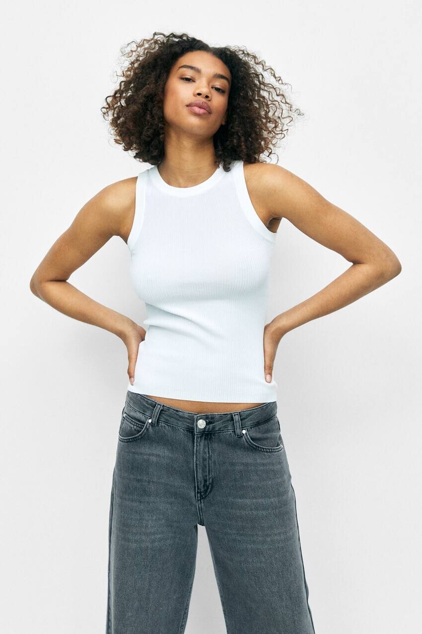 

Майка в рубчик Pull&Bear, белый