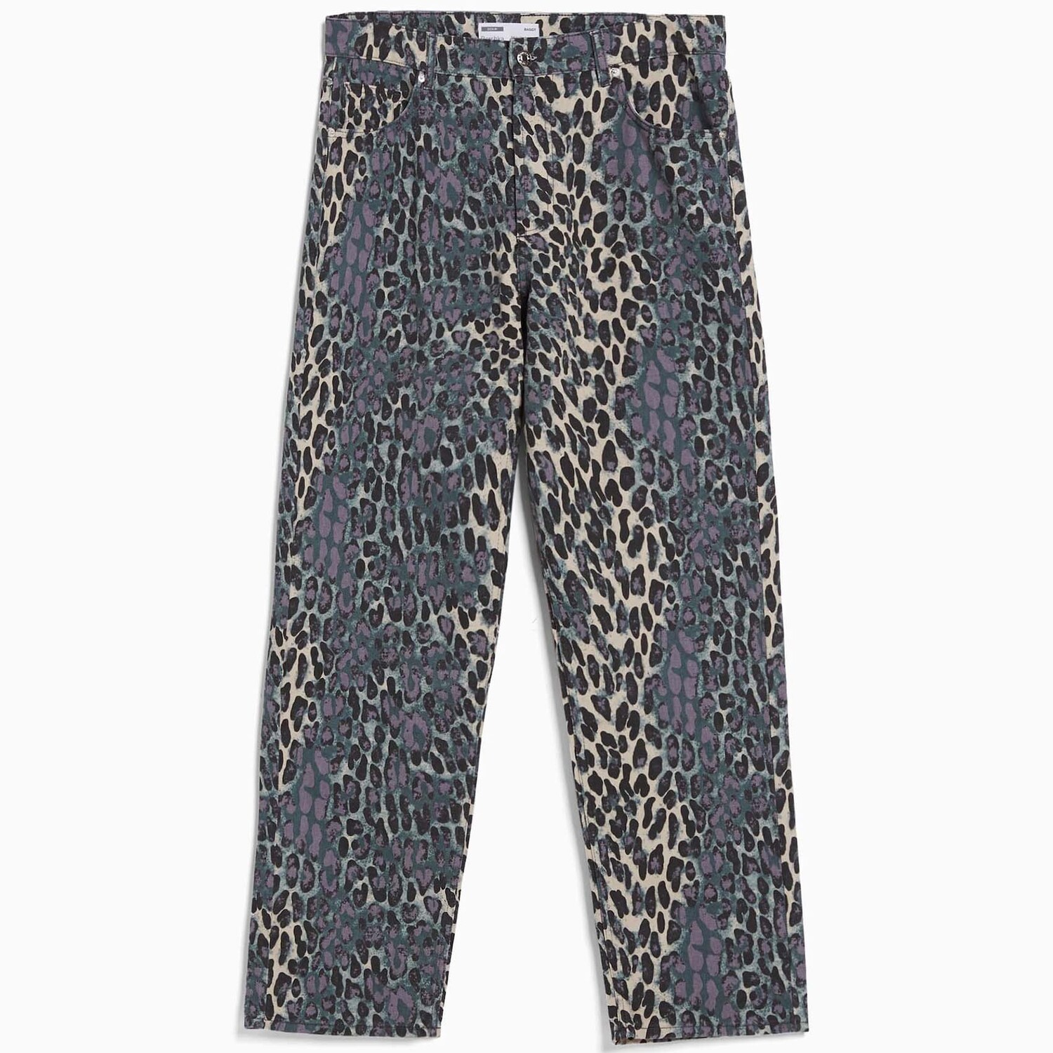 

Джинсы Bershka Animal Print Baggy, фиолетовый/мультиколор