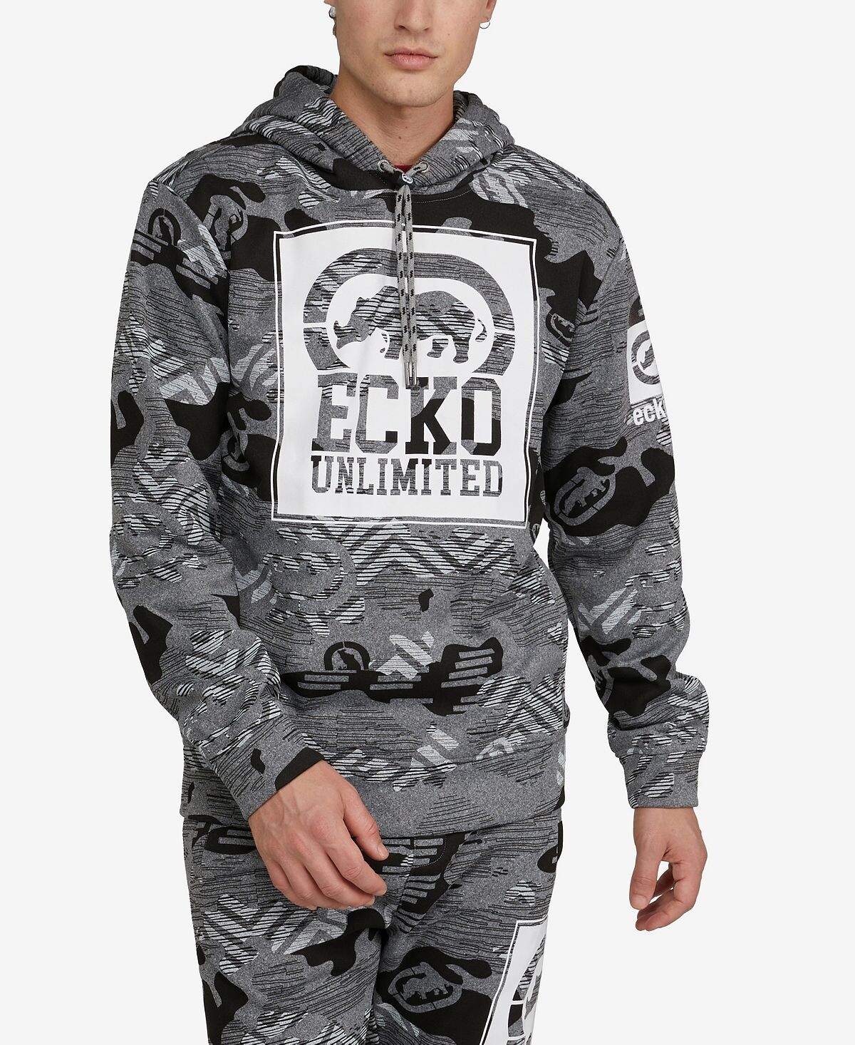 Мужская толстовка с капюшоном dragon stone Ecko Unltd, серый