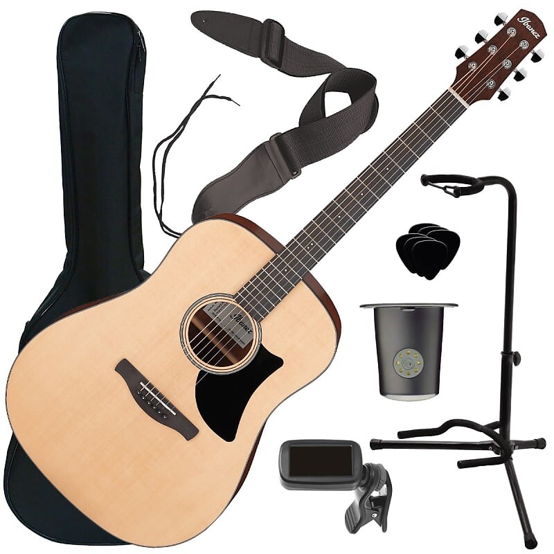 

Ibanez AAD50 Advanced Acoustic Guitar - Low Gloss Natural STAGE ESSENTIALS BUNDLE
