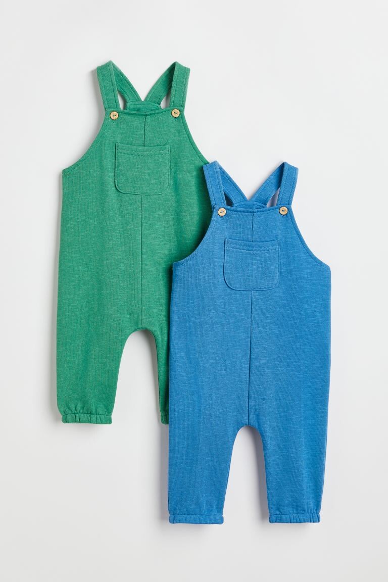 

2 пары хлопкового комбинезона H&M, ярко-синий/зеленый