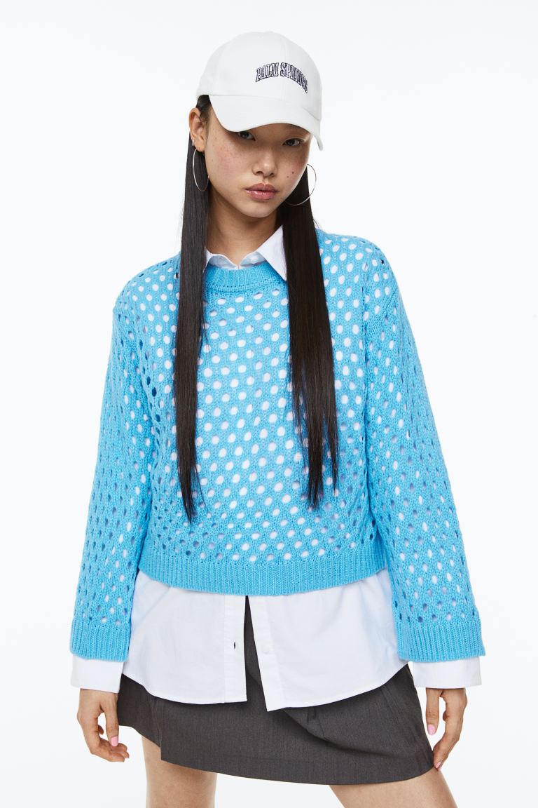 Ажурный свитер H&M, синий цена и фото