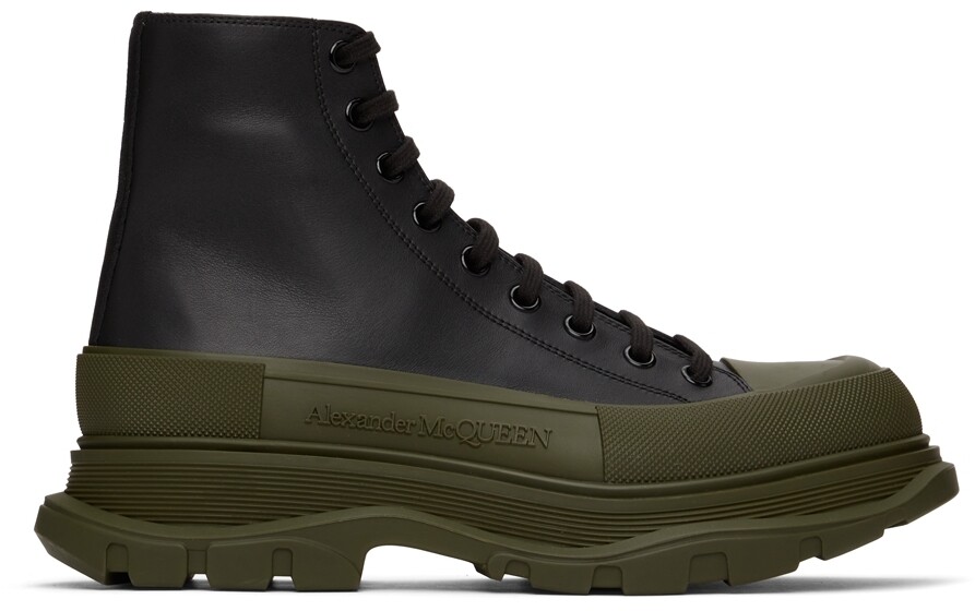 

Черные и хаки кожаные кроссовки Tread Slick Alexander McQueen
