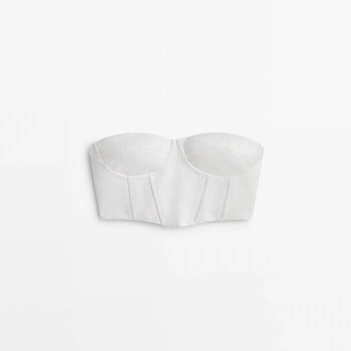 

Топ Massimo Dutti Jacquard Linen Bustier - Studio, белый