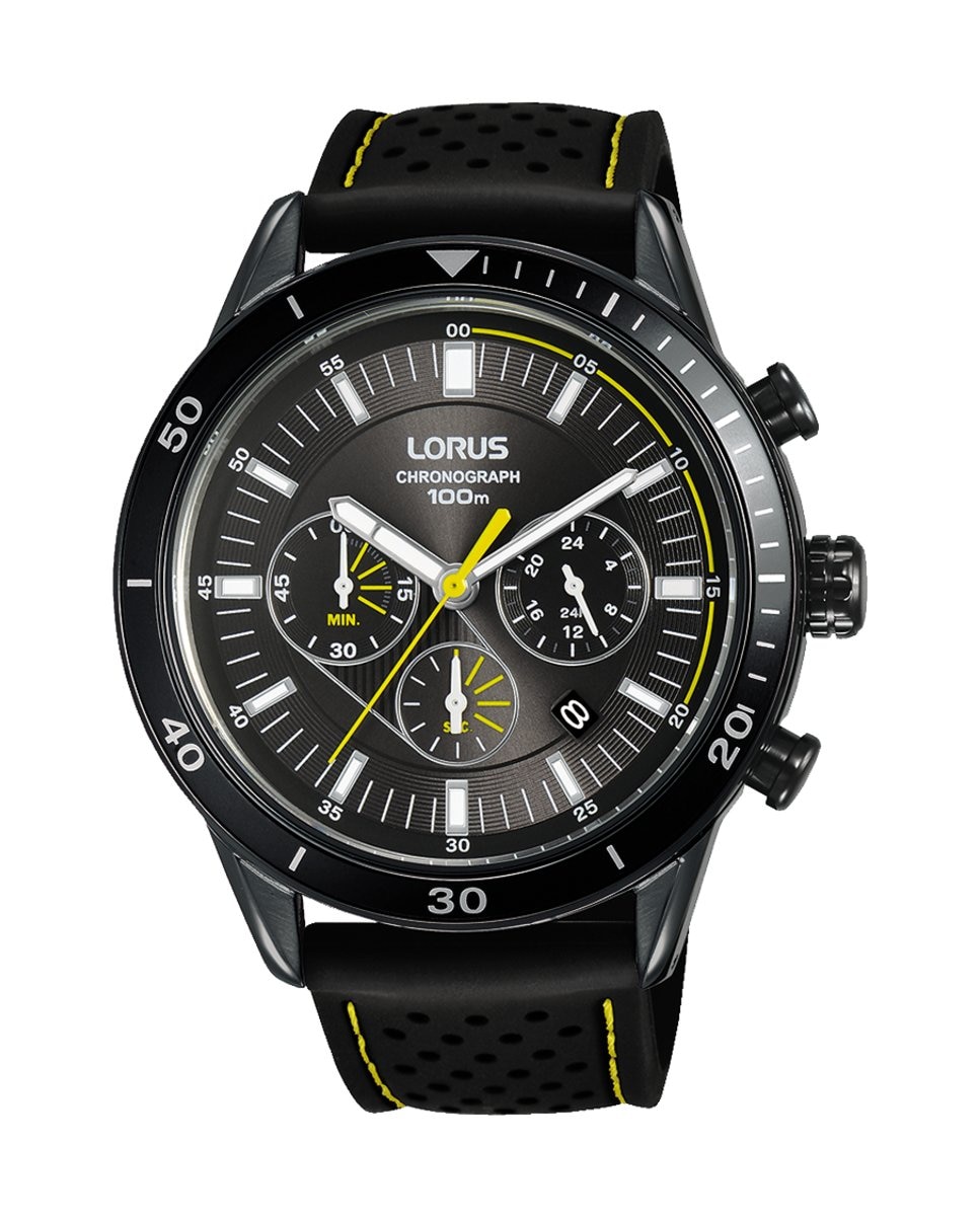 Мужские силиконовые часы Sport man RT325HX9 с черным ремешком Lorus, черный
