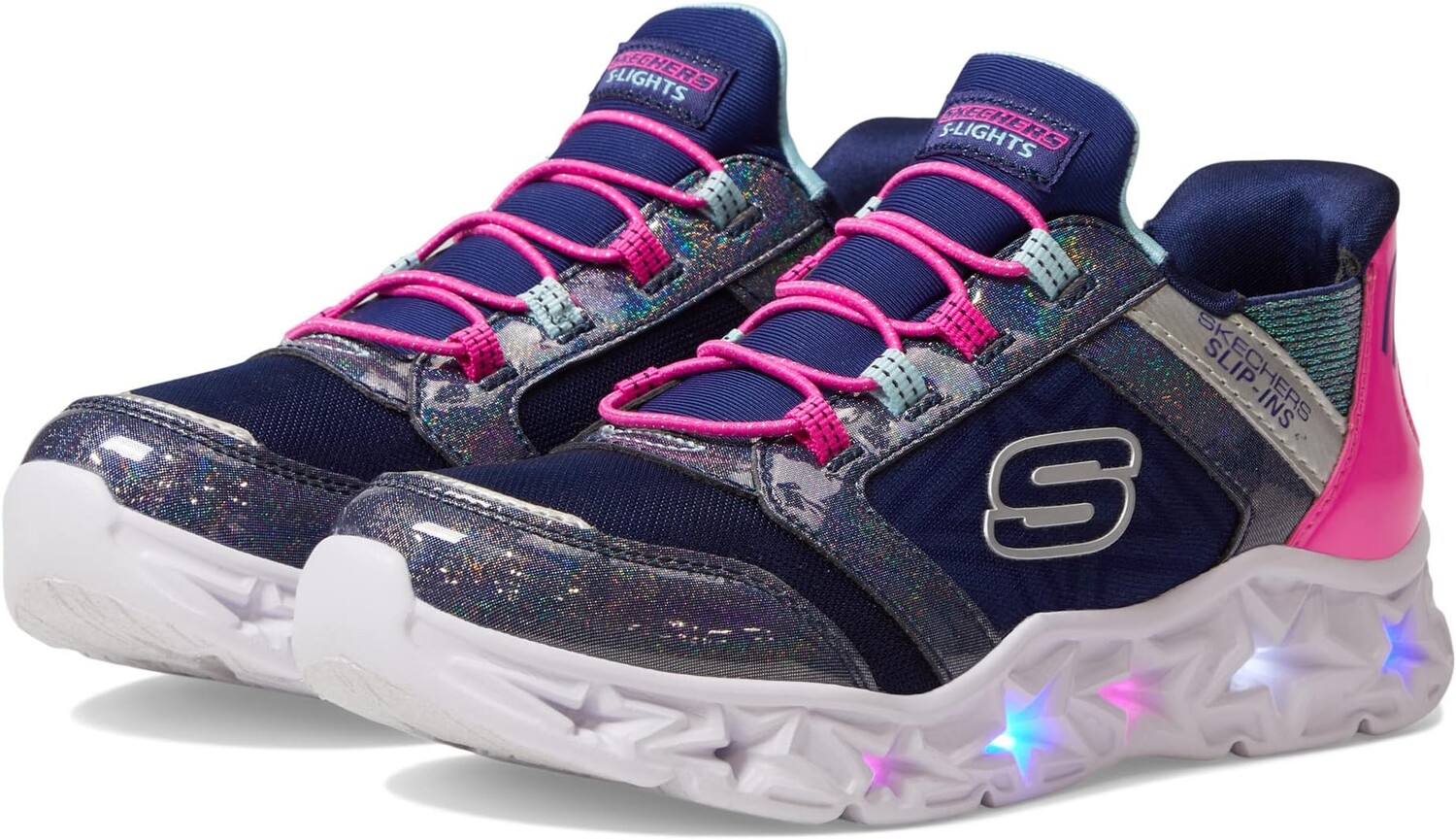 

Кроссовки Lighted Slip-Ins - Galaxy Lights - Bright Cosmic SKECHERS KIDS, цвет Navy/Multi