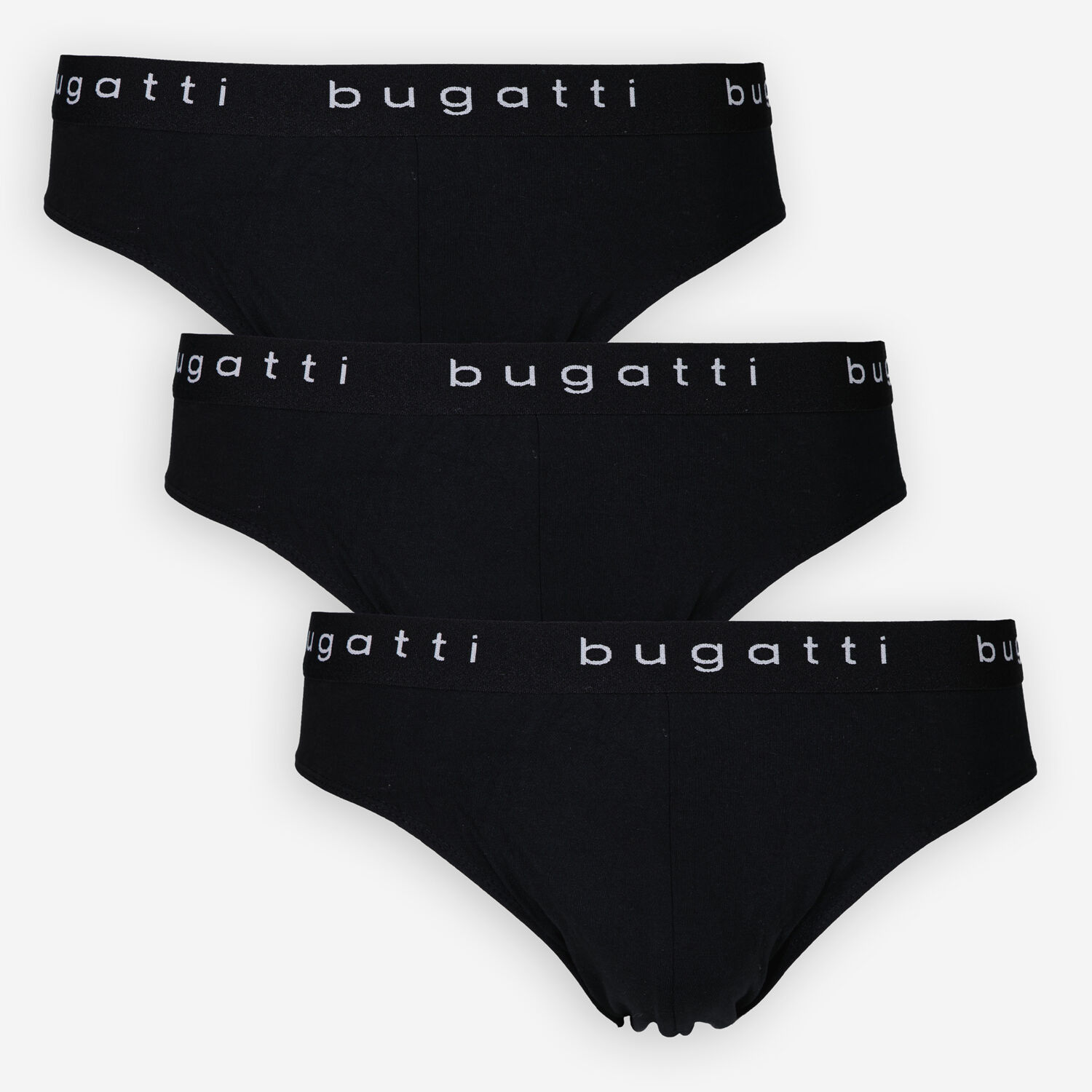 Комплект из 3 черных трусов с белым логотипом Bugatti