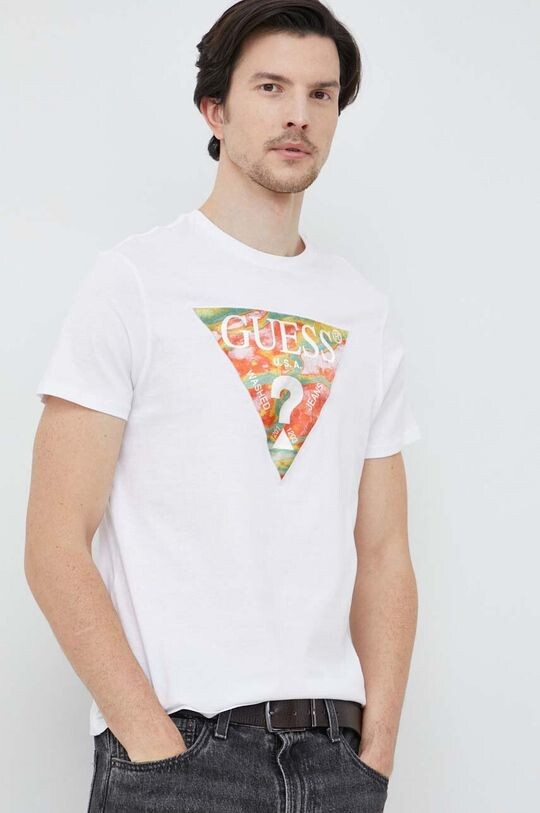 

Хлопковая футболка Guess, белый