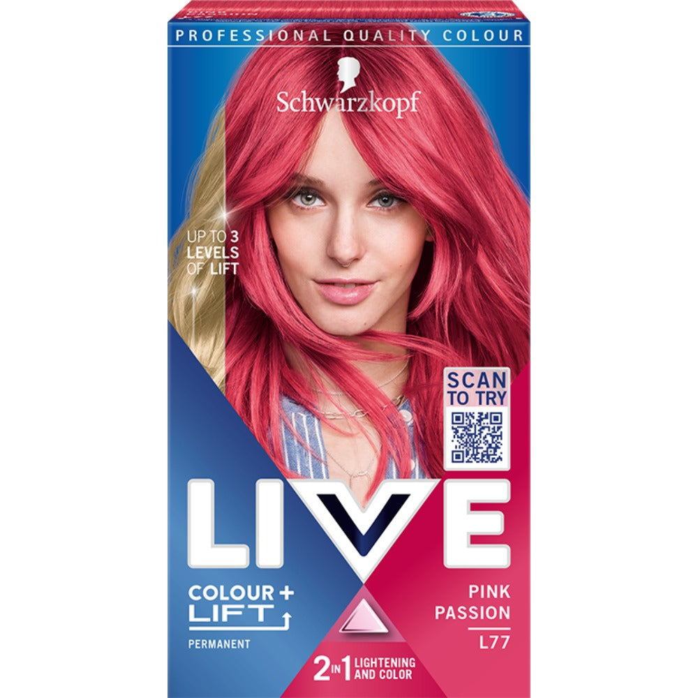 Schwarzkopf Live Color + Lift осветляющая и окрашивающая краска для волос  L77 Pink Passion – заказать из-за границы с доставкой в «CDEK.Shopping»