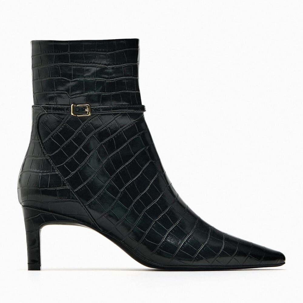 

Ботильоны с анималистическим принтом Zara, черный