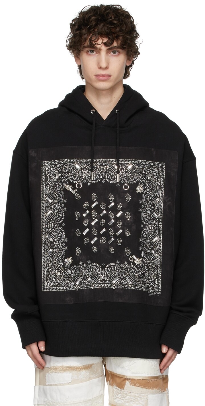 

Худи-бандана черного цвета с кристаллами Givenchy, Черный