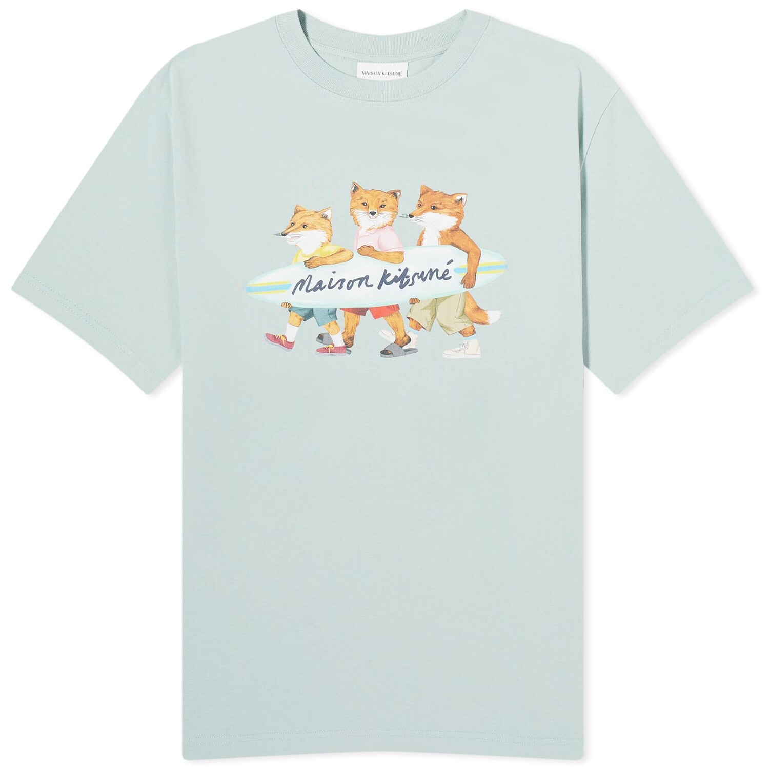 

Футболка Maison Kitsuné Surfing Foxes Comfort, светло-бирюзовый