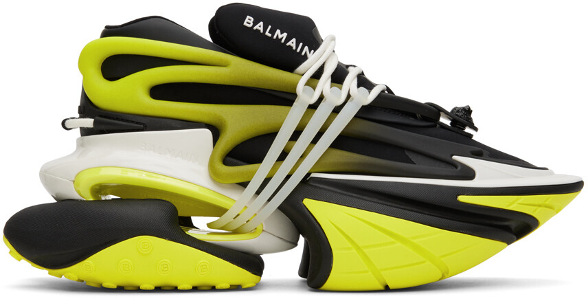 

Черно-зеленые кроссовки с единорогом Balmain