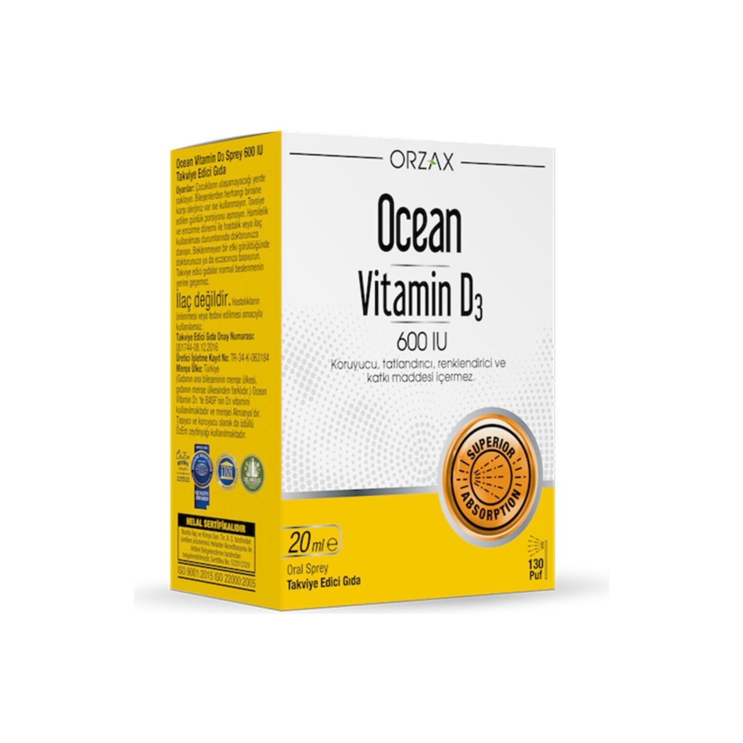 Спрей Витамин D3 Ocean Orzax 600 МЕ, 20 мл бады тонизирующие и общеукрепляющие витрум витамин аква d3