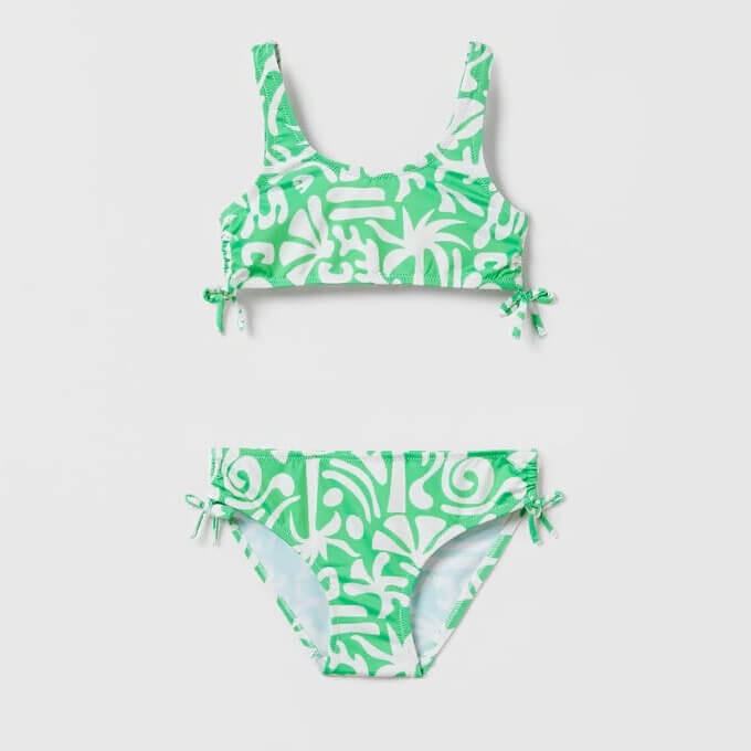 

Купальник для девочки Zara Printed Bikini, зеленый/белый