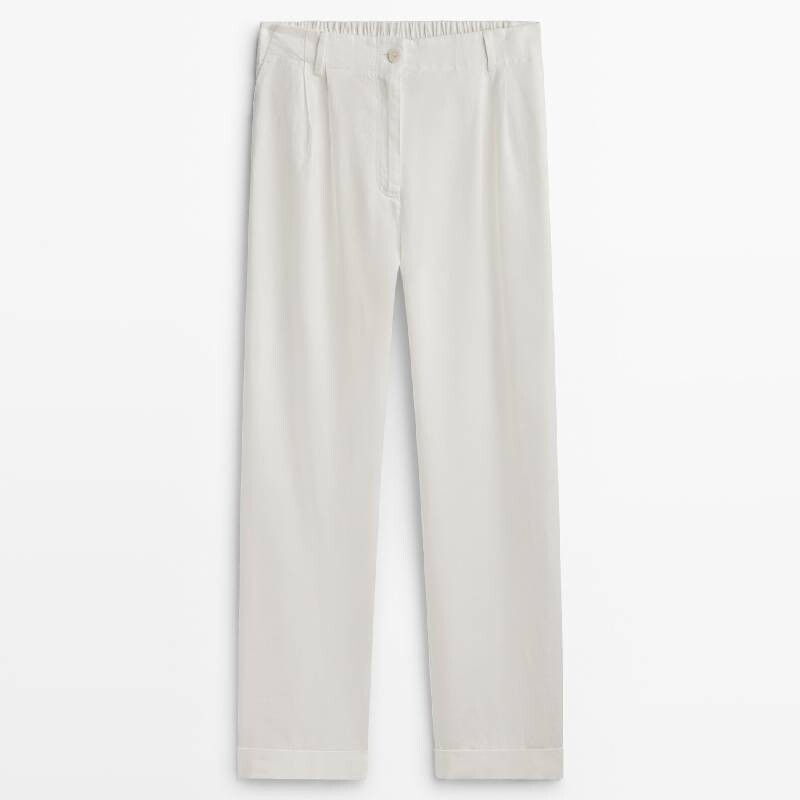

Брюки Massimo Dutti Linen Blend Darted, кремовый