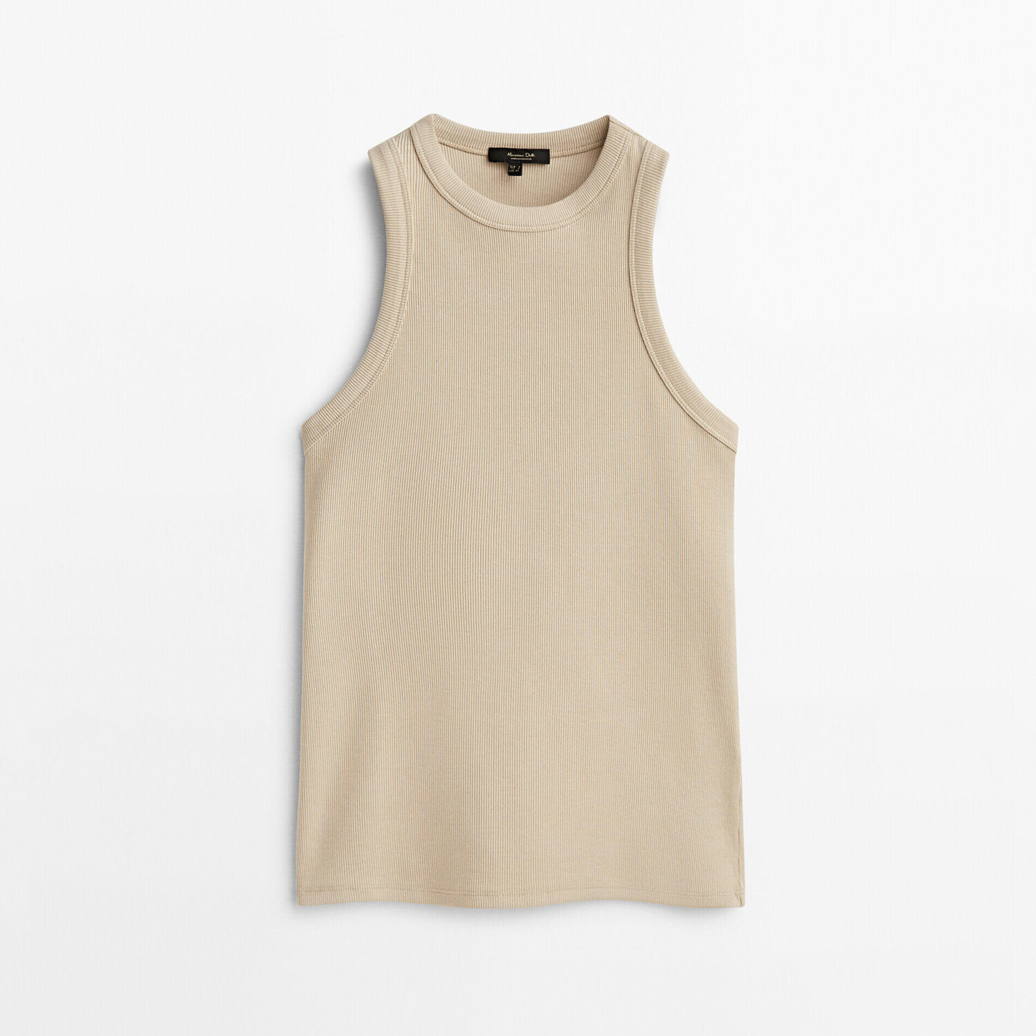 

Топ Massimo Dutti Ribbed Halter, дымчатый