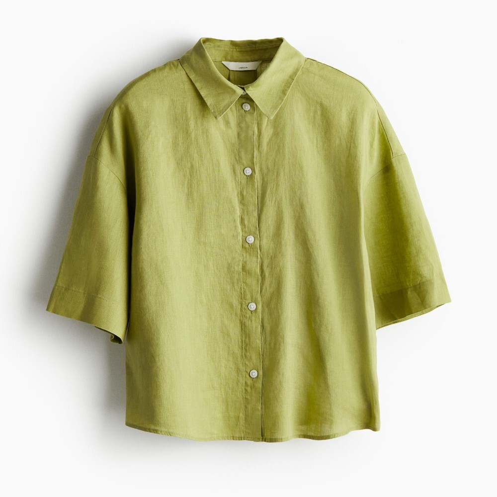 

Рубашка H&M Linen, зеленый
