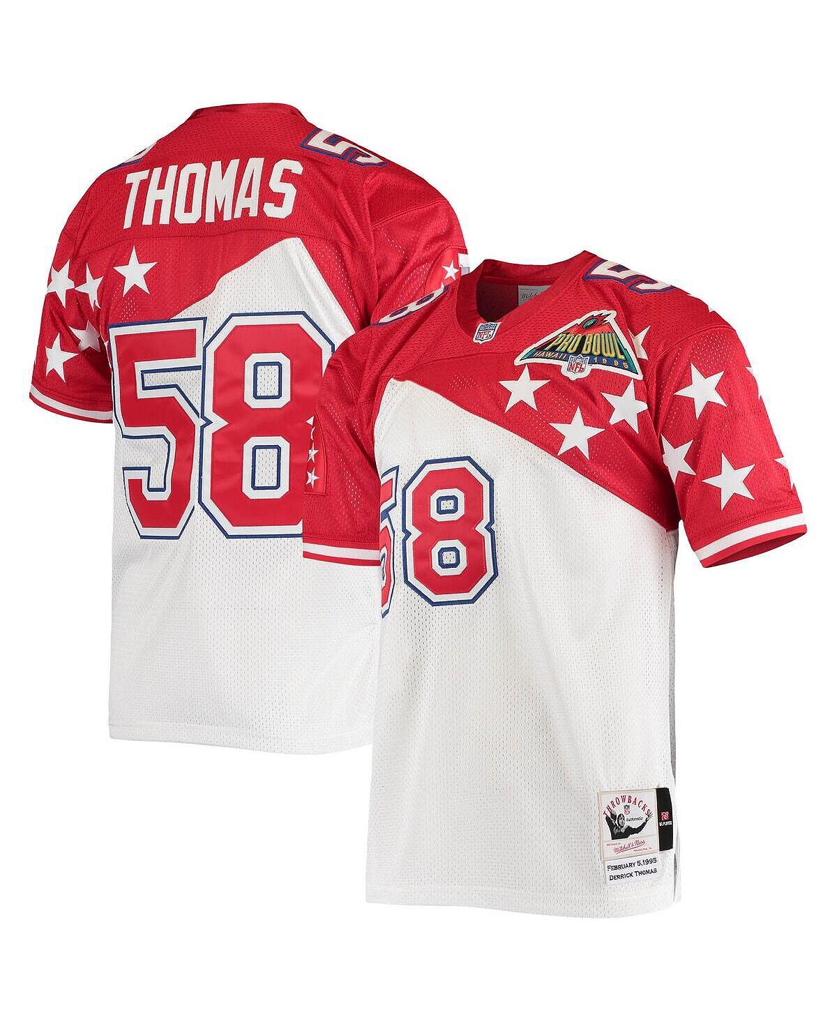 

Мужская футболка derrick thomas white, red afc 1995 pro bowl authentic jersey Mitchell & Ness, мульти