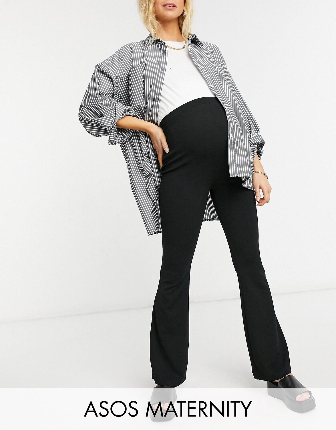 

Узкие расклешенные брюки из джерси с завышенной талией ASOS DESIGN Maternity