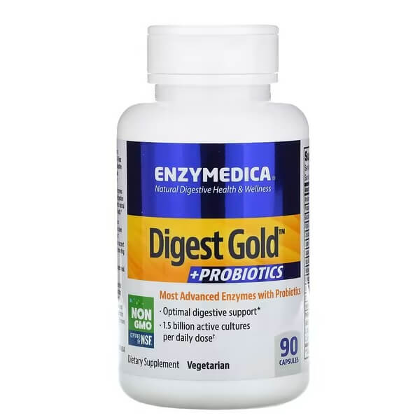 Ферменты Digest Gold + Probiotics 90 капсул, Enzymedica enzymedica digest spectrum ферменты для пищеварения 90 капсул