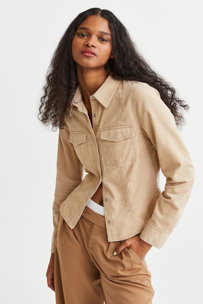 

Приталенная рубашка H&M, бежевый