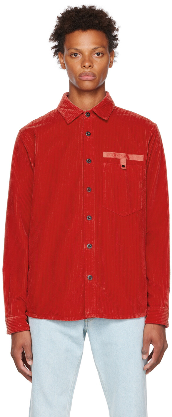 

Красная рубашка с накладными карманами Stone Island