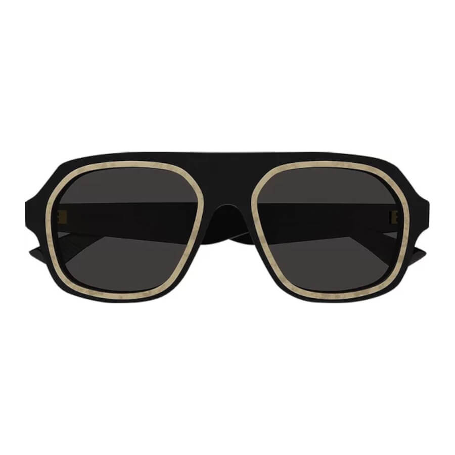 Солнцезащитные очки Bottega Veneta Rim Aviator, черный/серый