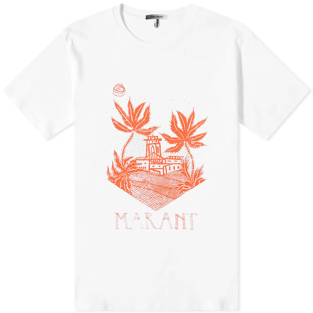 

Футболка Isabel Marant Zafferh Postcard Logo Tee, Белый