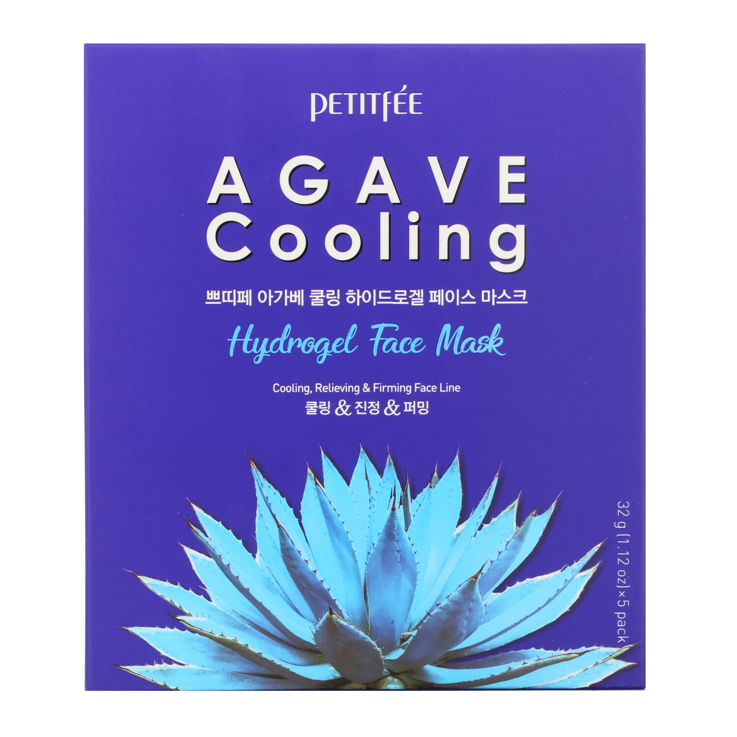 

Petitfee, Agave Cooling, гидрогелевая маска для лица, 5 шт. по 32 г (1,12 унции)