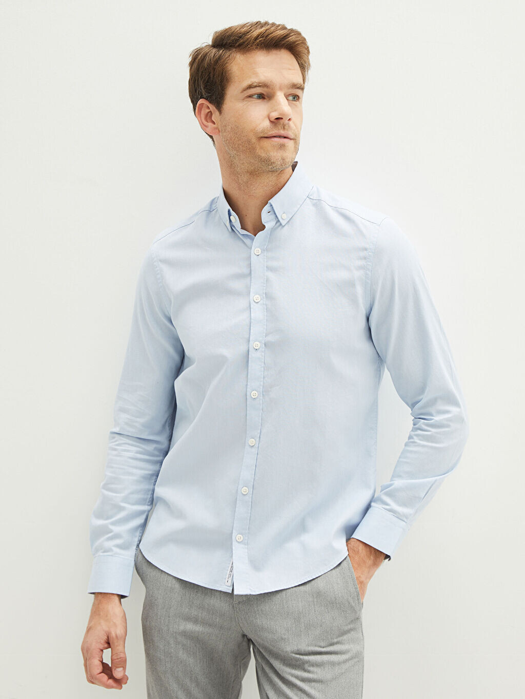 

Мужская рубашка Slim Fit с длинным рукавом LC Waikiki Basic