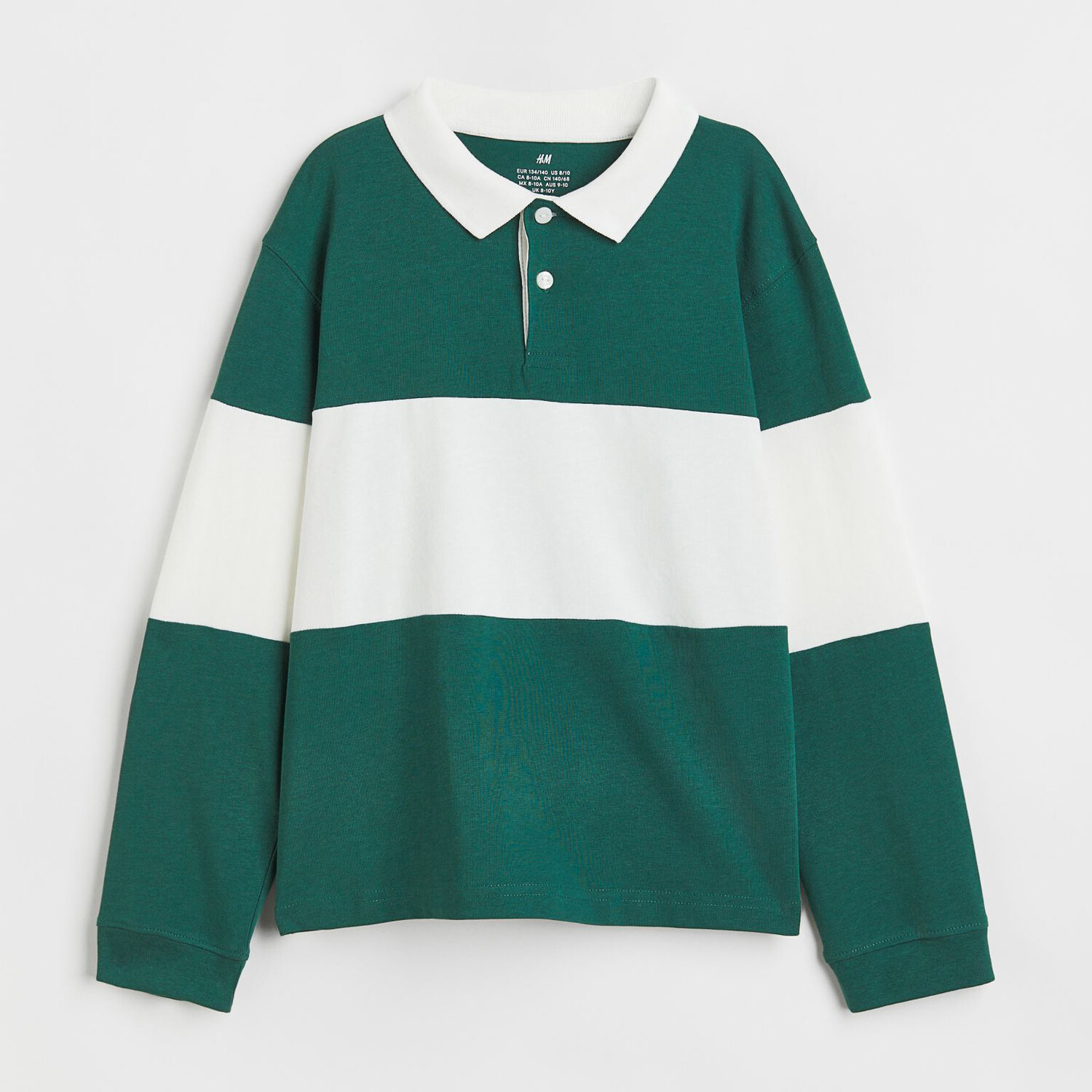 

Хлопковая футболка для регби H&M Basics Color-block, зеленый/белый