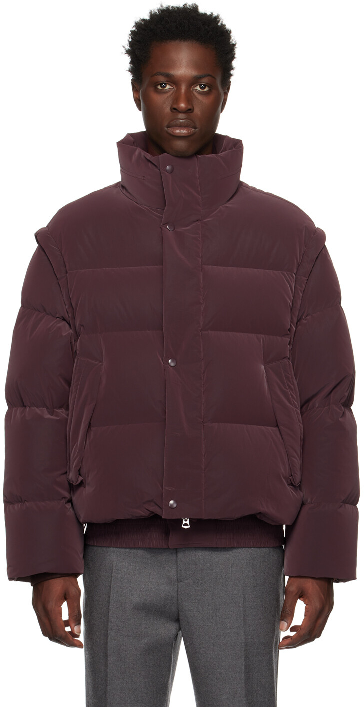 

Бордовый пуховик со съемными рукавами Solid Homme, Красный