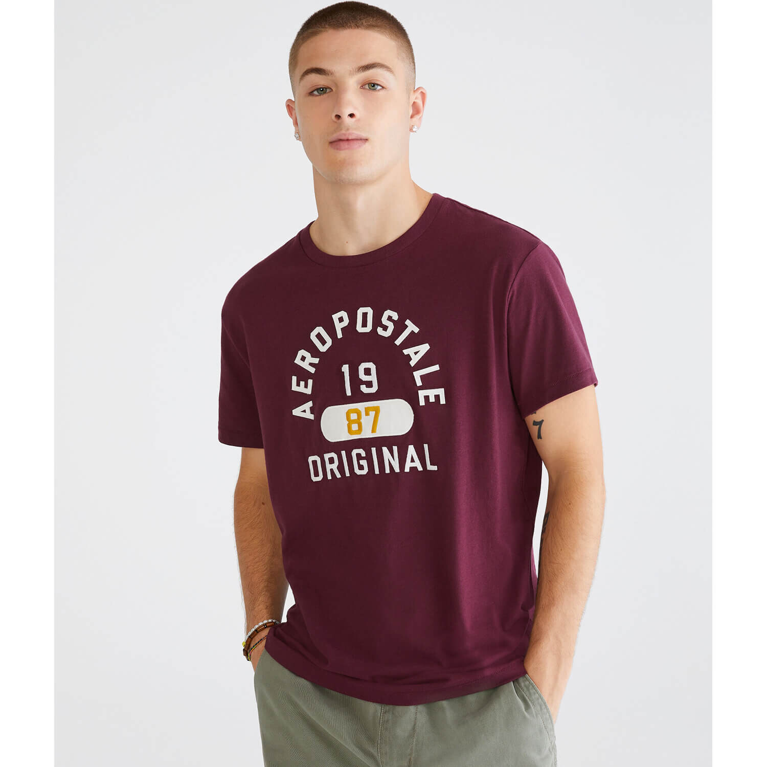 

Футболка Aeropostale Original Arch Applique Graphic, темно-бордовый, Красный