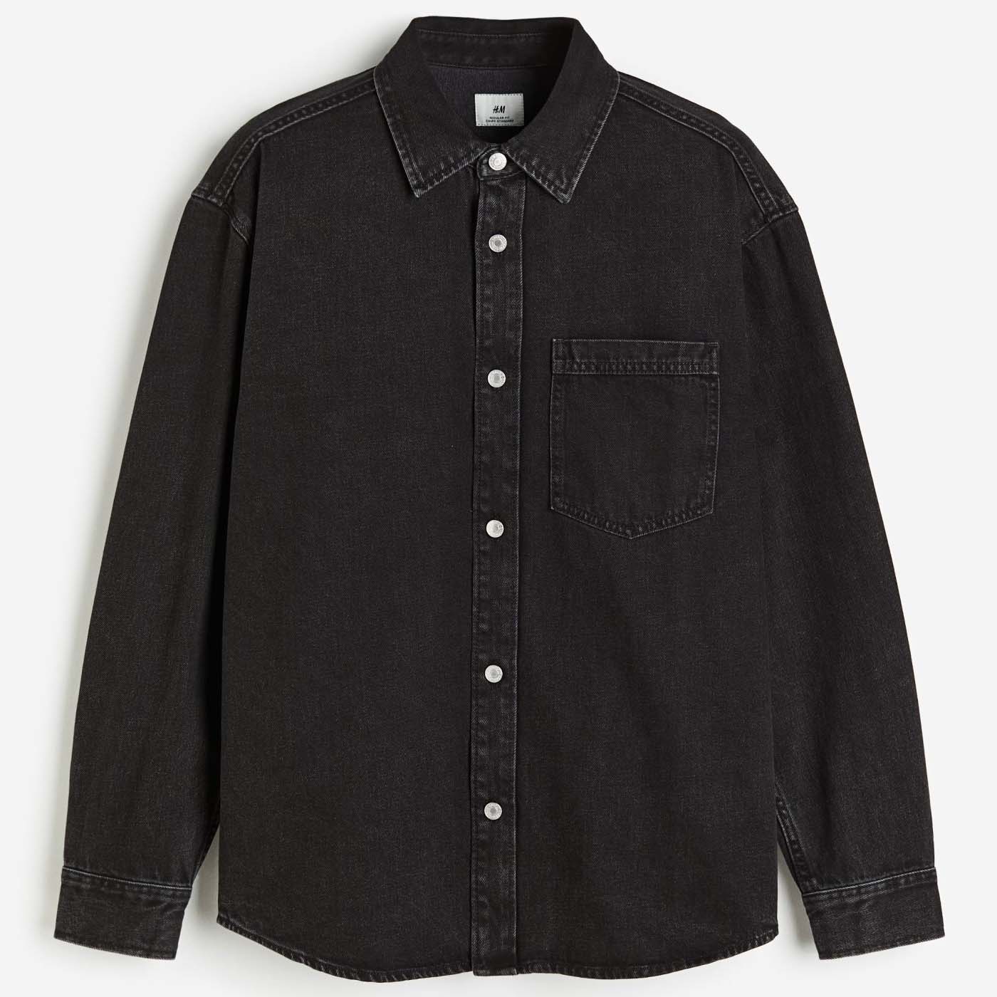 Куртка-рубашка H&M Regular Fit Denim, черный