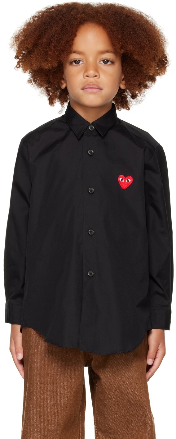 

Детская черная рубашка с нашивкой в ​​виде сердца Comme des Garçons Play