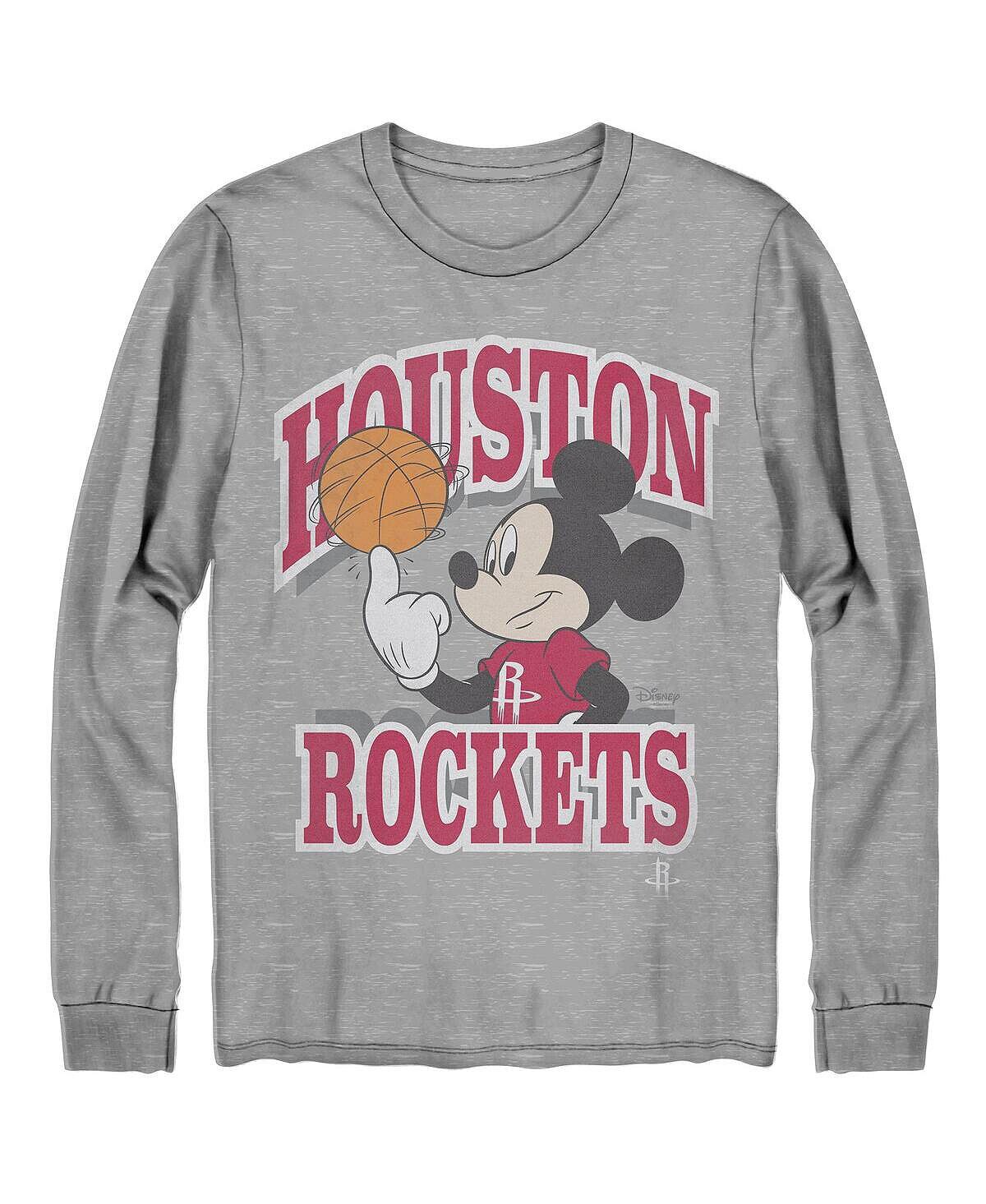 

Мужская серая футболка с длинным рукавом houston rockets disney mickey team spirit Junk Food, серый