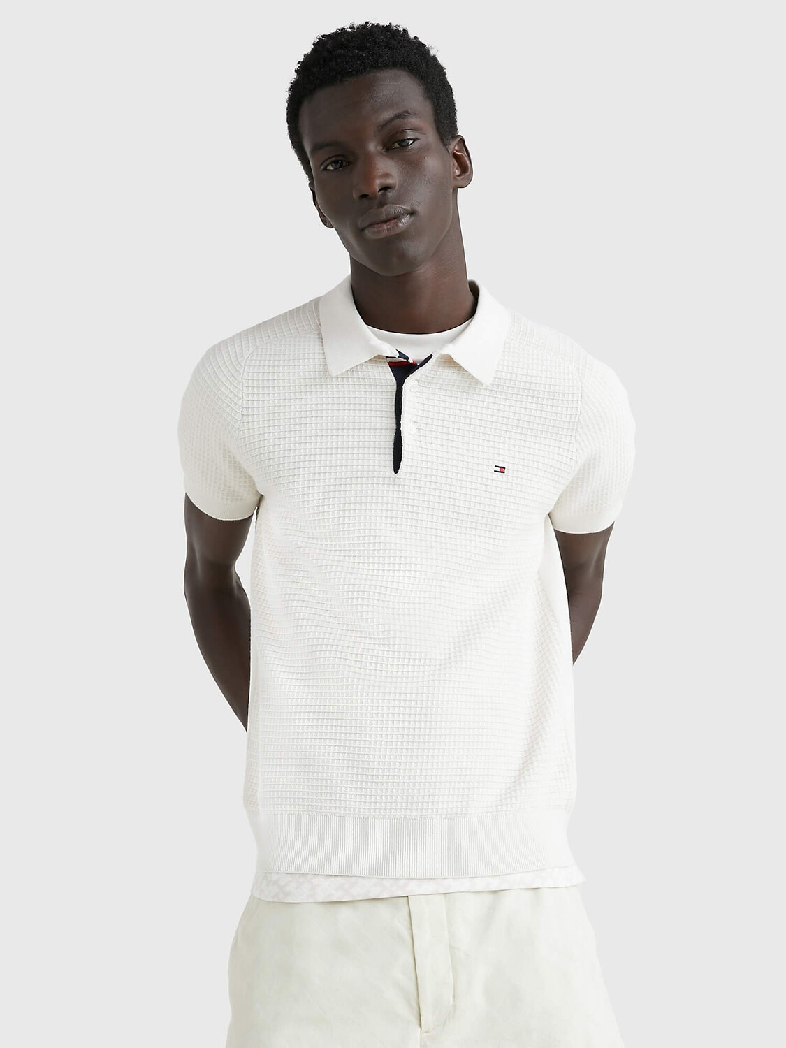 

Свитер-поло Tommy Hilfiger Grid Stitch, белый