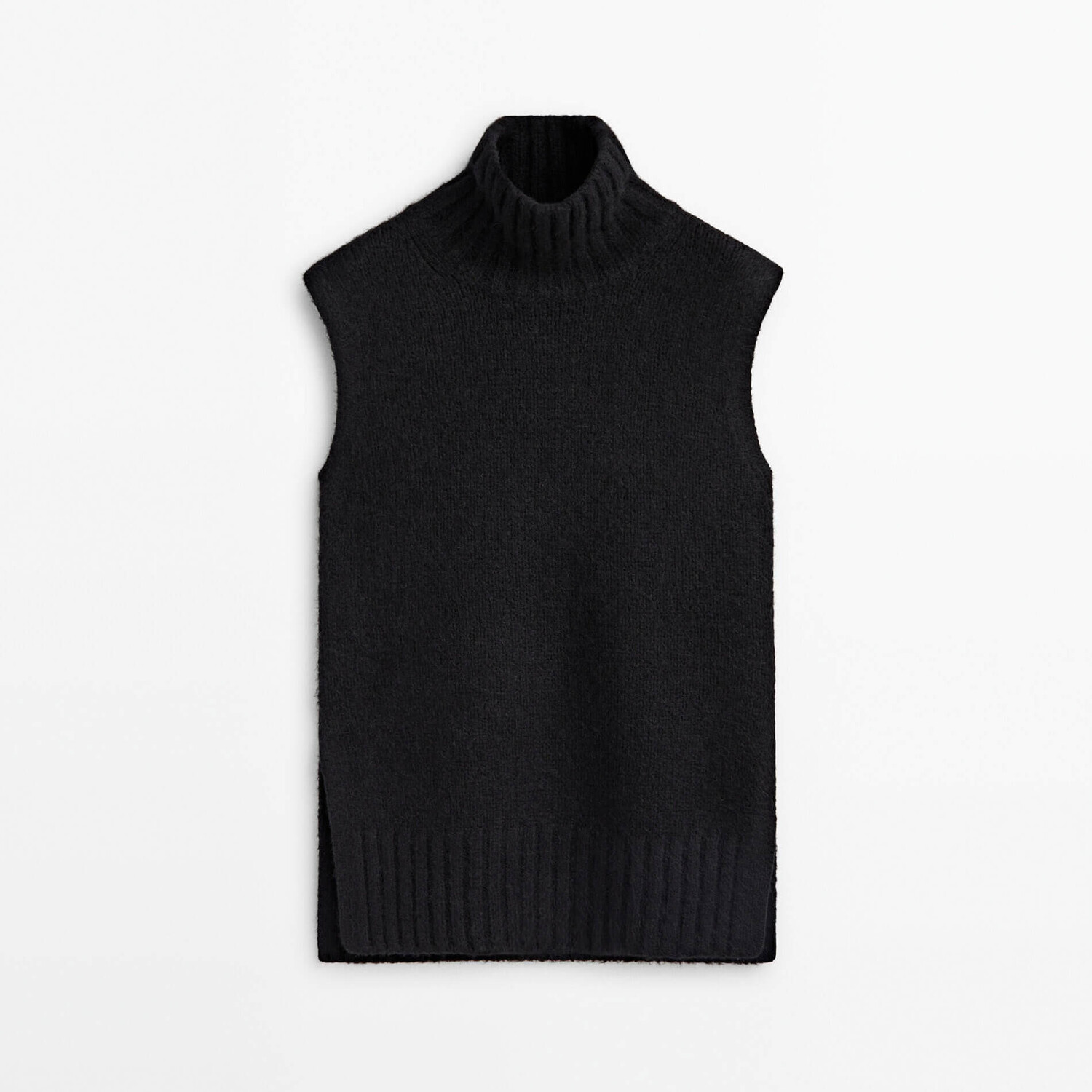 

Жилет Massimo Dutti Knit High Neck Limited Edition, черный