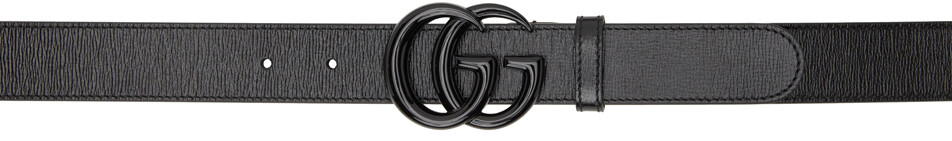 

Черный тонкий ремень с узором GG Marmont Gucci