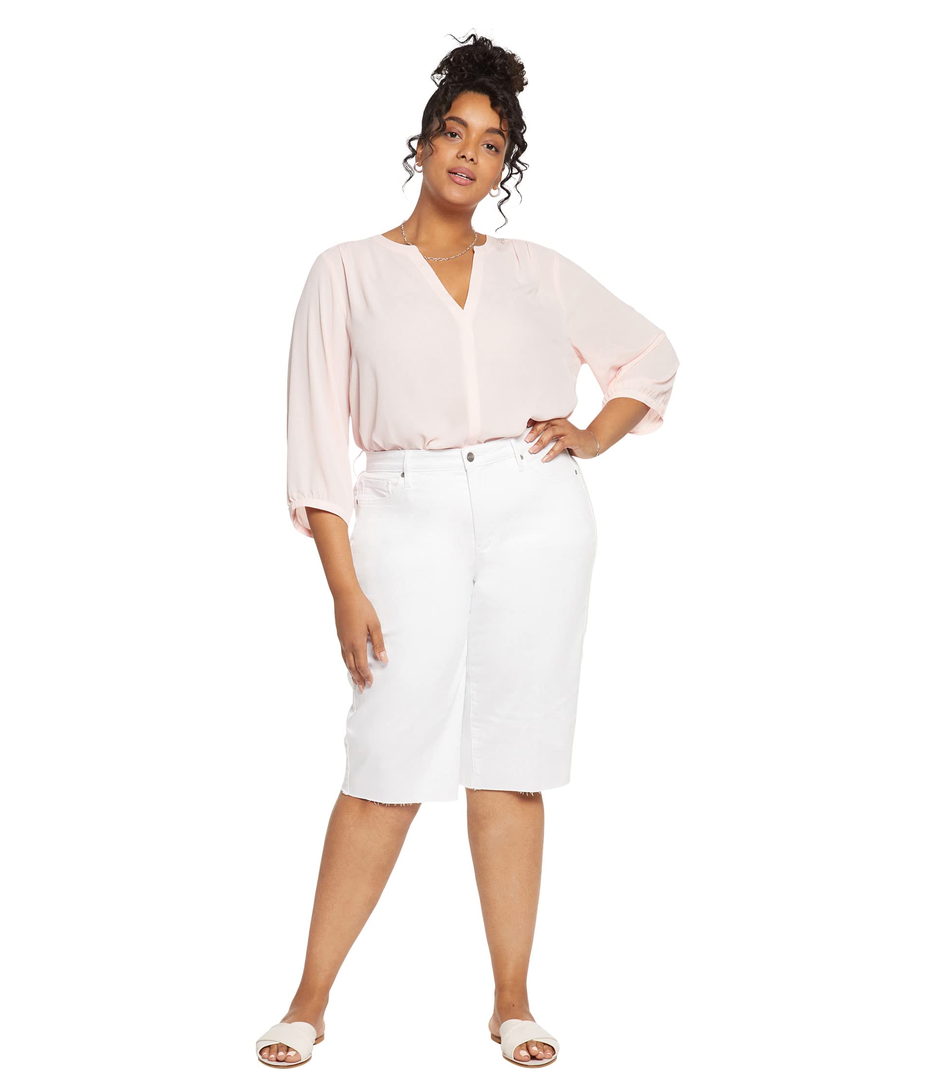 Шорты NYDJ Plus Size, Plus Size Kristie 80s Bermuda in Optic White шорты nydj plus size plus size bermuda shorts