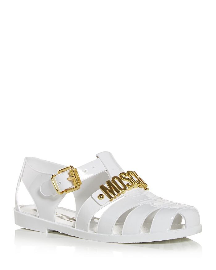 

Женские сандалии с фурнитурой и логотипом Moschino