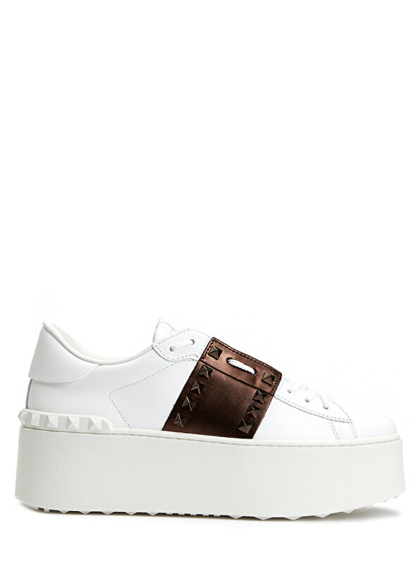 

Белые женские кожаные кроссовки flatform rockstud Valentino Garavani