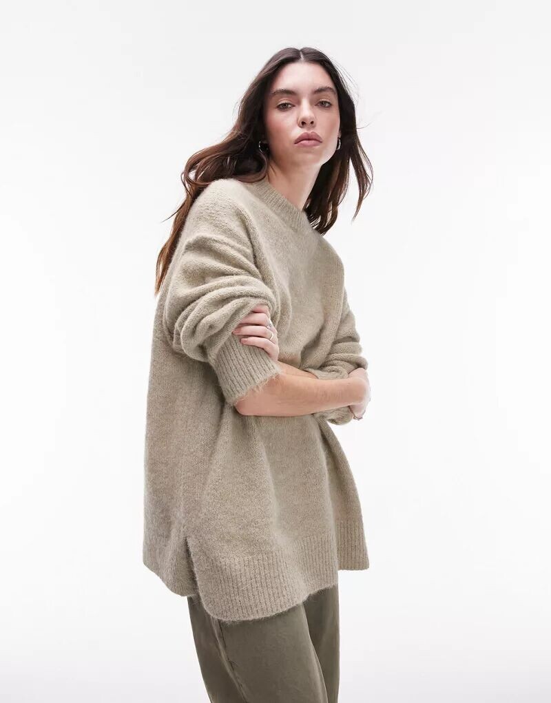 

Пышный вязаный джемпер с круглым вырезом Topshop